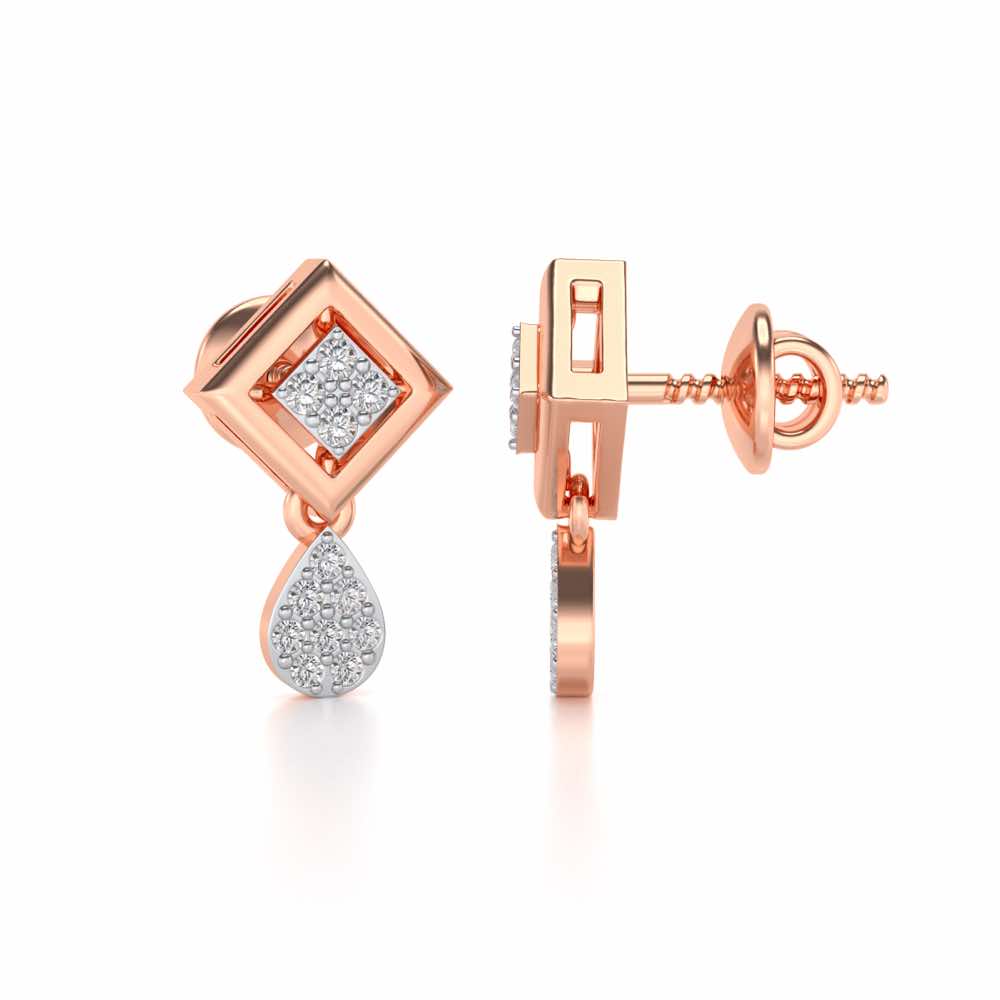 Aarin Silver Earrings - Rose Gold - Image 4
