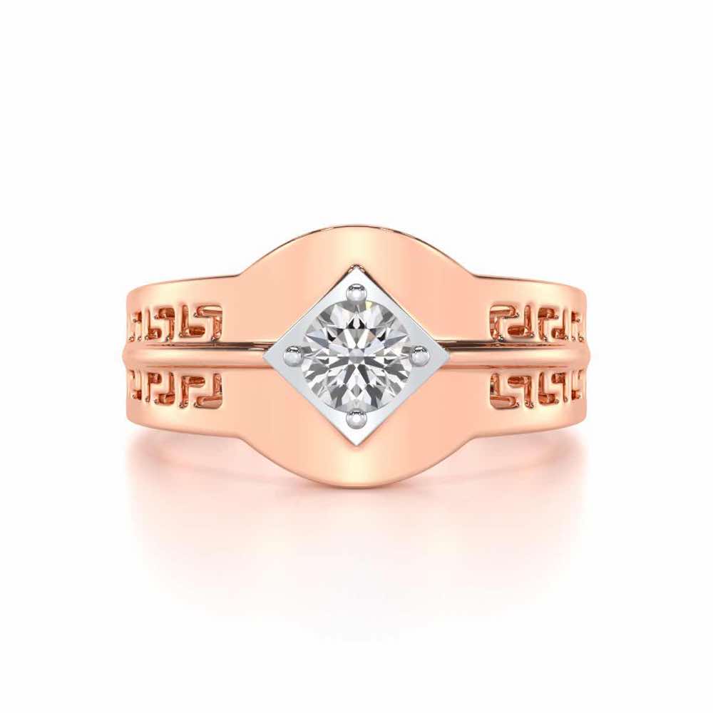Advit Solitaire Ring For Men - Rose Gold - Image 5