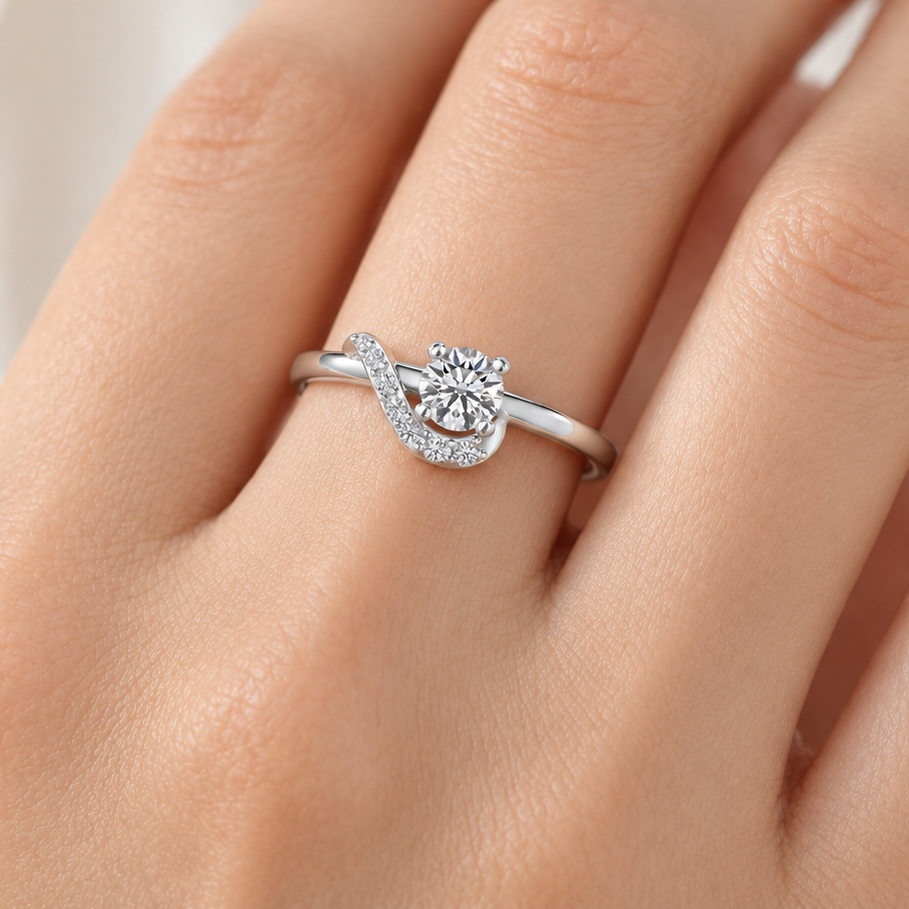 Amaze All Solitaire Silver Ring square model