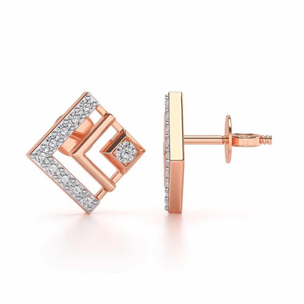 Amazing Rombhus Silver Earrings - Rose Gold - Image 4