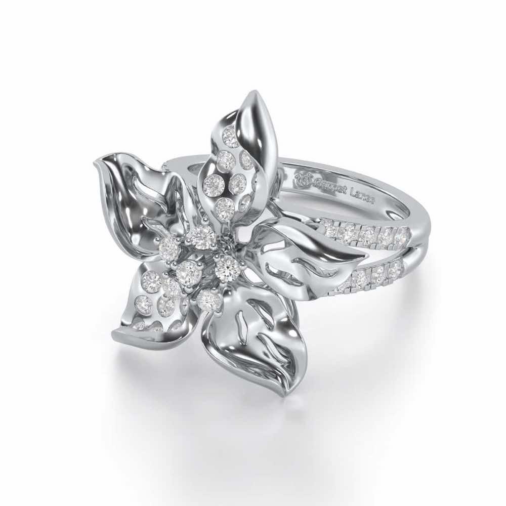 Bloom Spark Silver Ring - White Gold - Image 2
