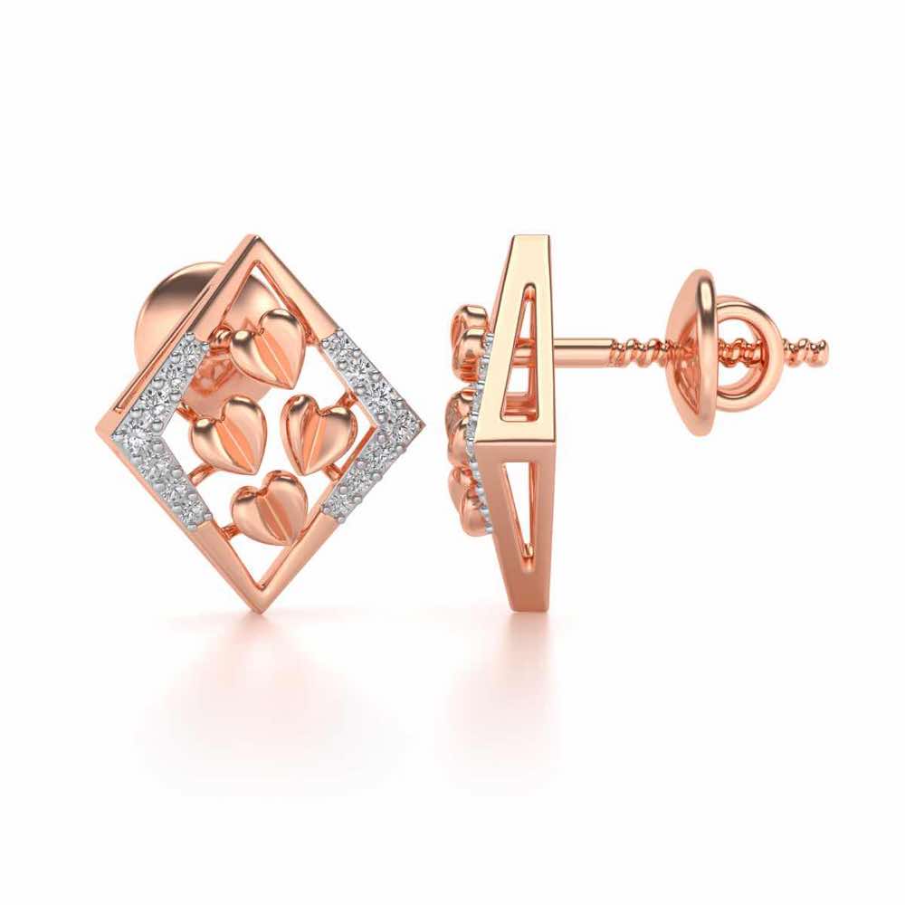Bundle of Hearts Silver Studs - Rose Gold - Image 4