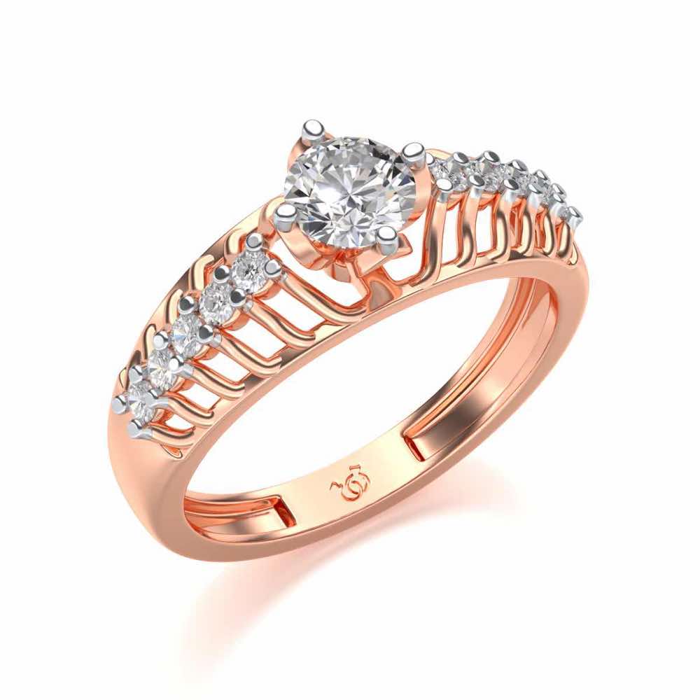 Coronated Solitaire Silver Ring