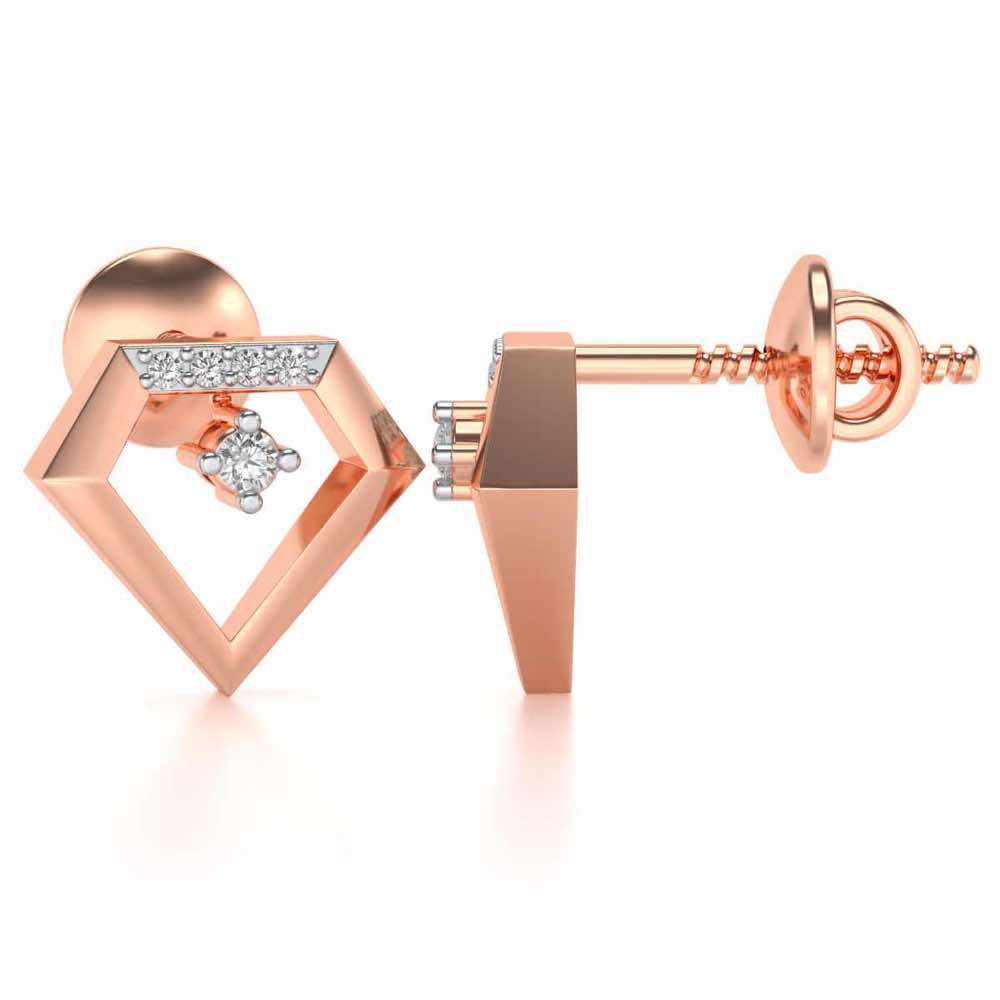 Silverly Shaped Silver Earrings - Rose Gold - Image 4