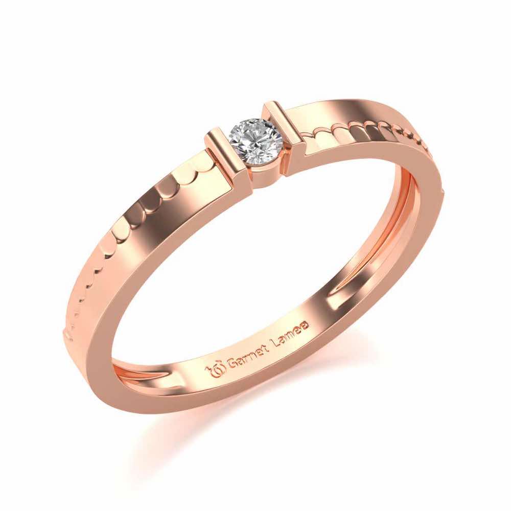 Edged Solitaire Silver Ring
