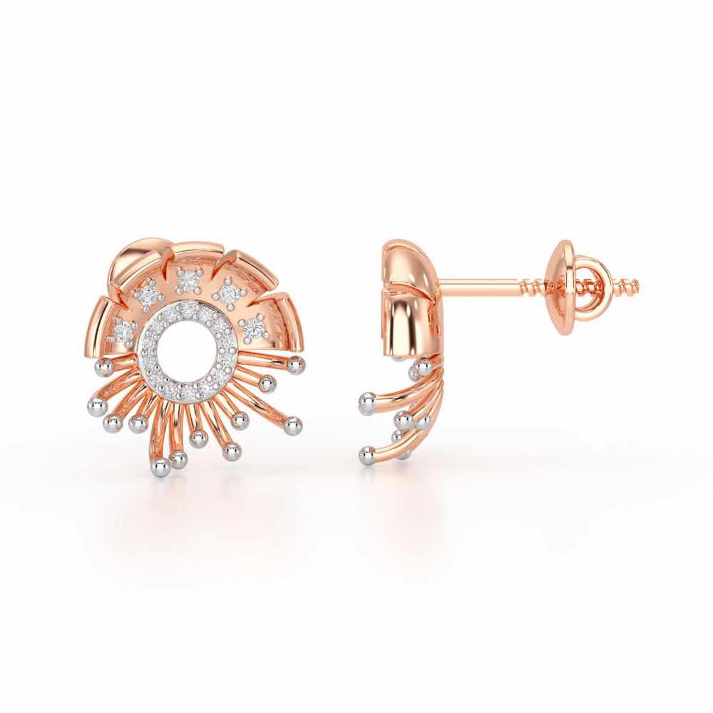Empress Silver Stud Earrings - Rose Gold - Image 4