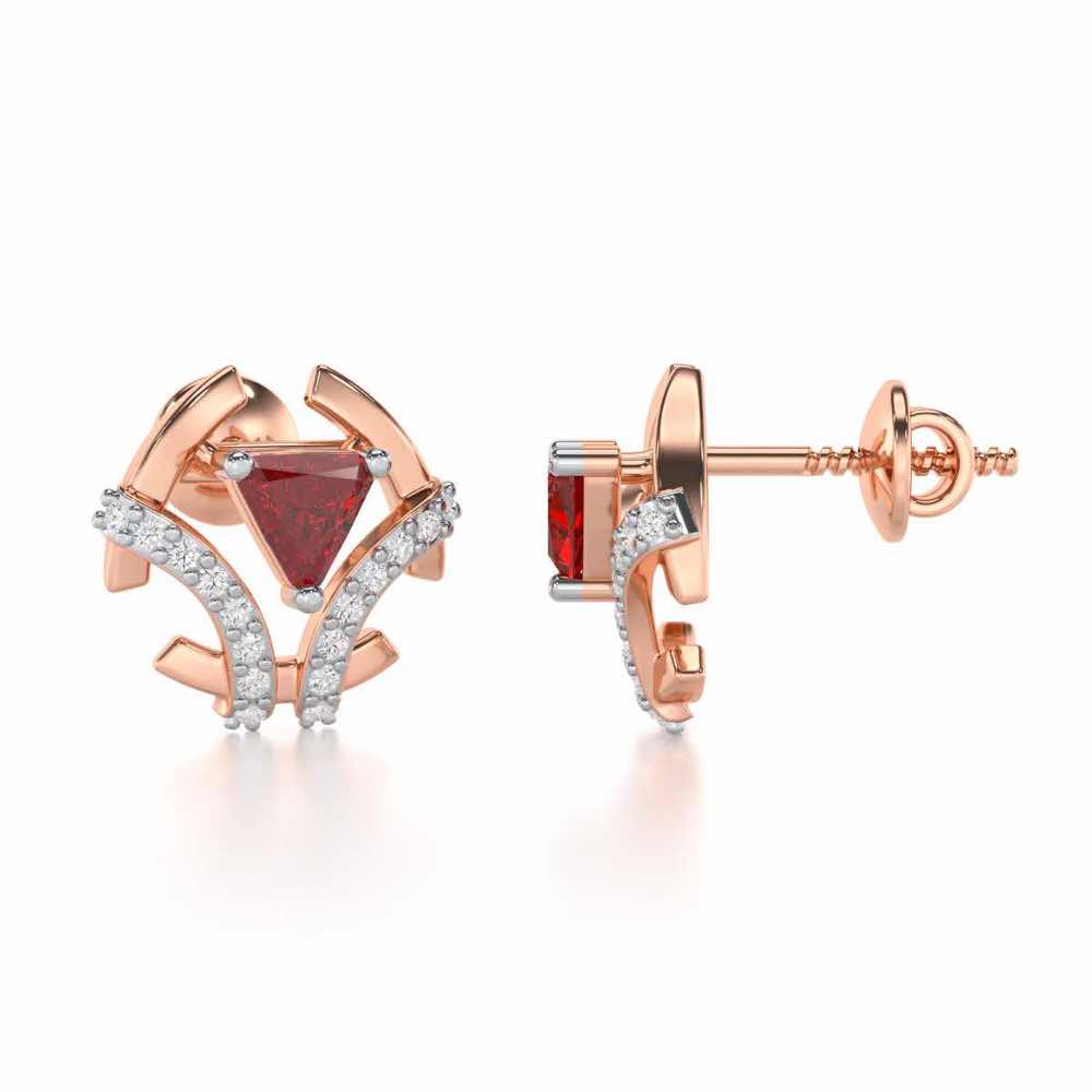 Enchanting Enigma Garnet Silver Earrings - Rose Gold - Image 4