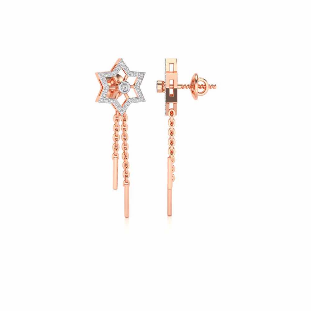 Evershining Stars Silver Earrings - Rose Gold - Image 4
