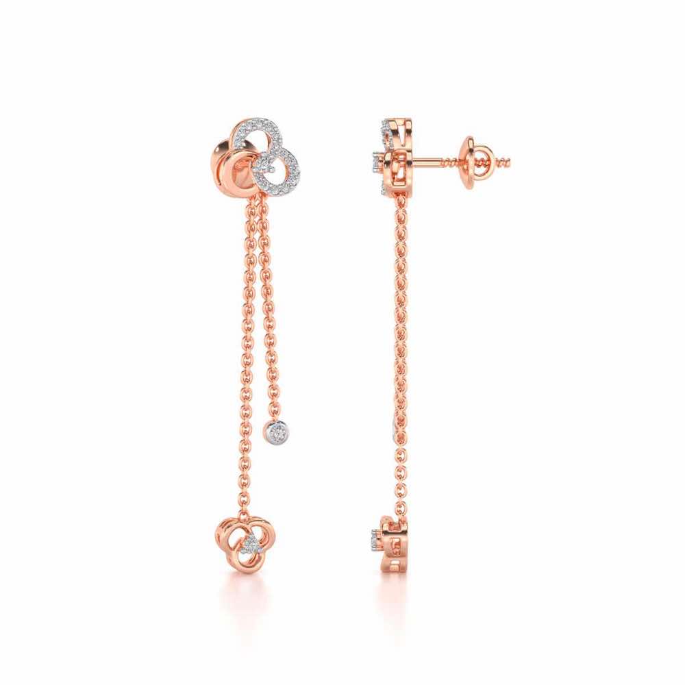Flower Dot Silver Earrings - Rose Gold - Image 4