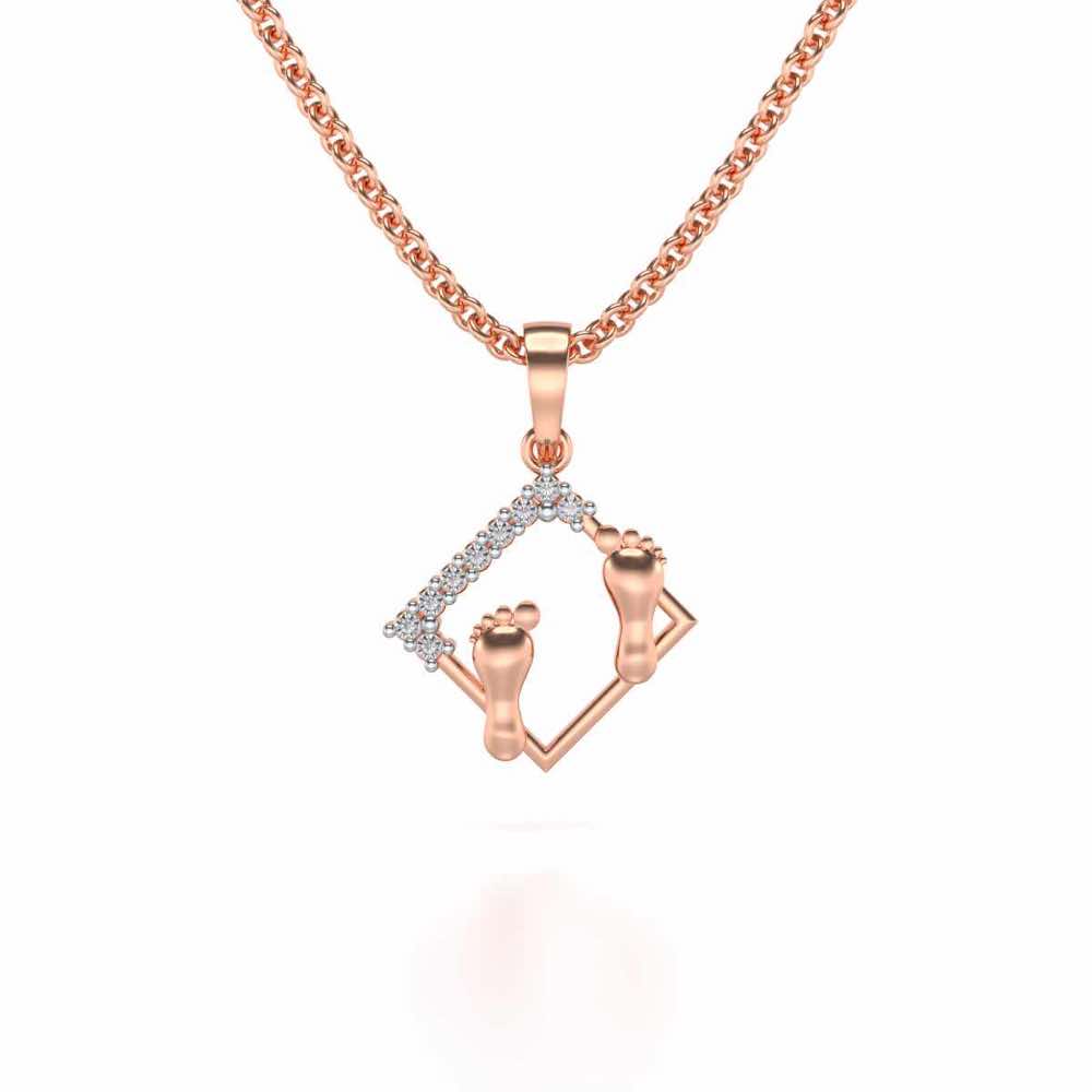 Framed Feet Silver Pendant