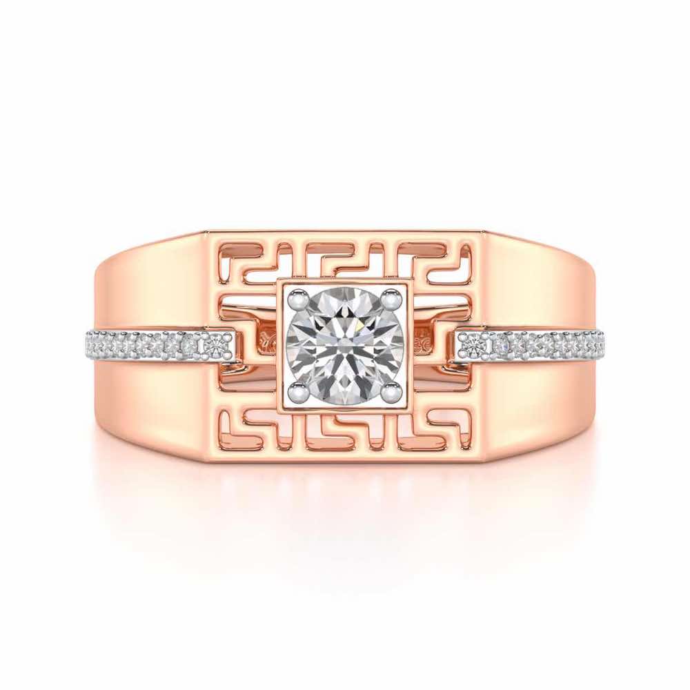 Garvit Solitaire Ring For Men - Rose Gold - Image 5