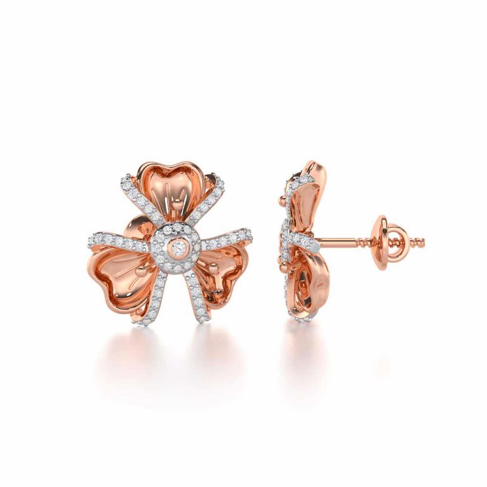 Glowing Flora Silver Earrings - Rose Gold - Image 4