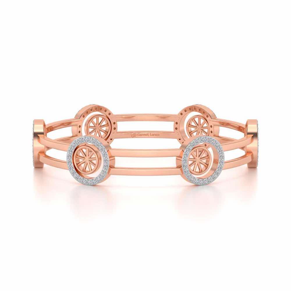 Groove Round Silver Bangles - Rose Gold - Image 5