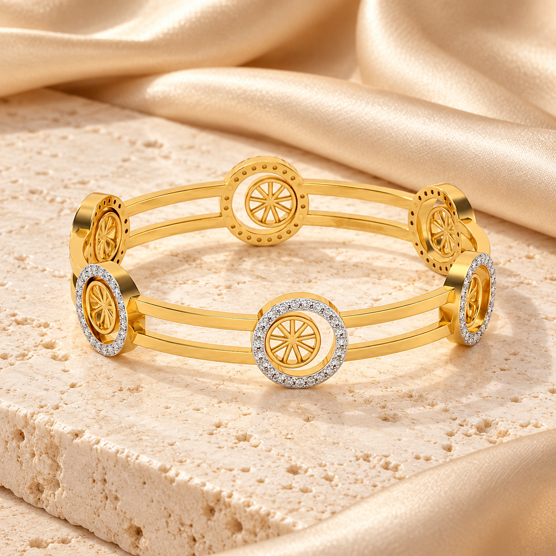Groove Round Silver Bangles