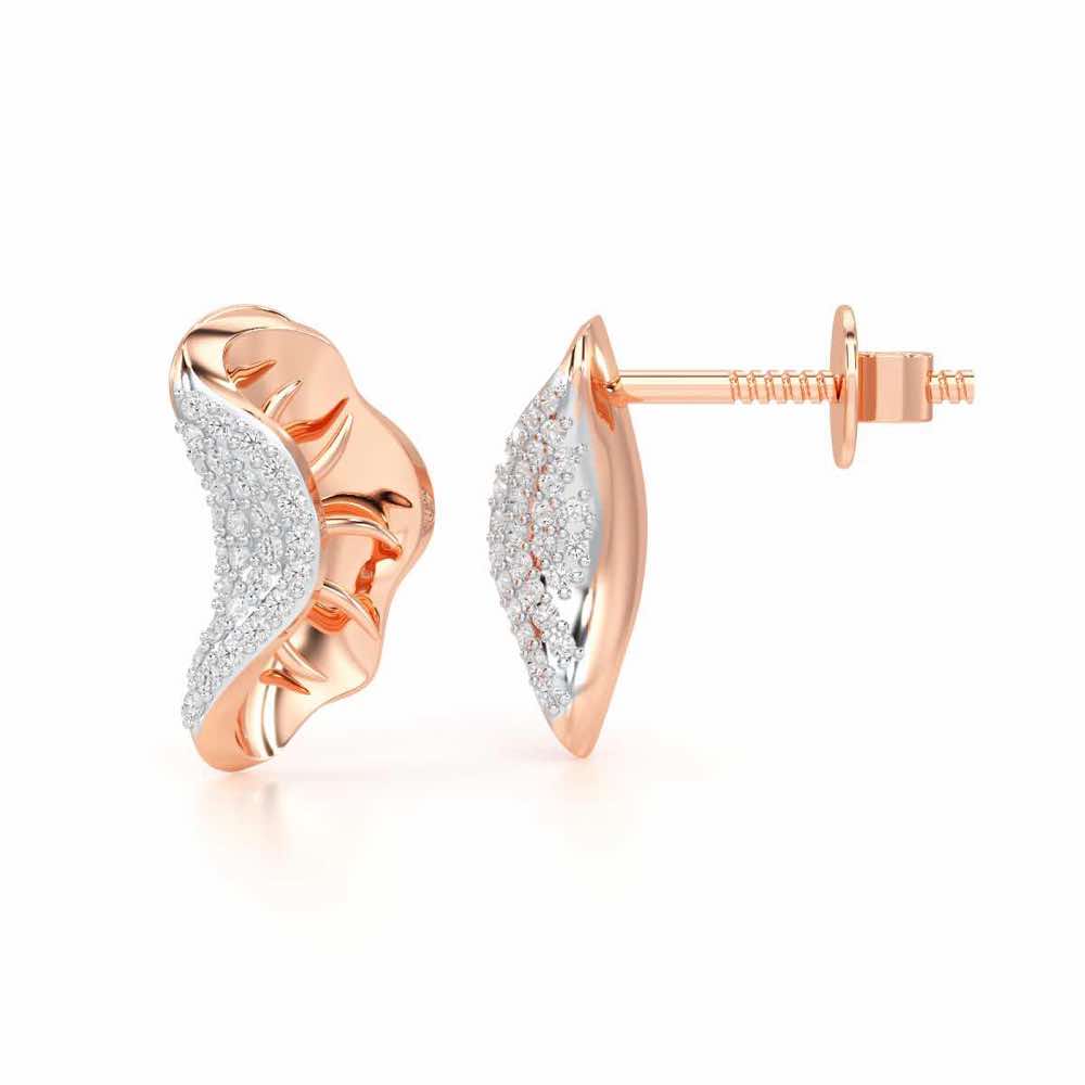 Half Bloom Silver Earrings - Rose Gold - Image 4