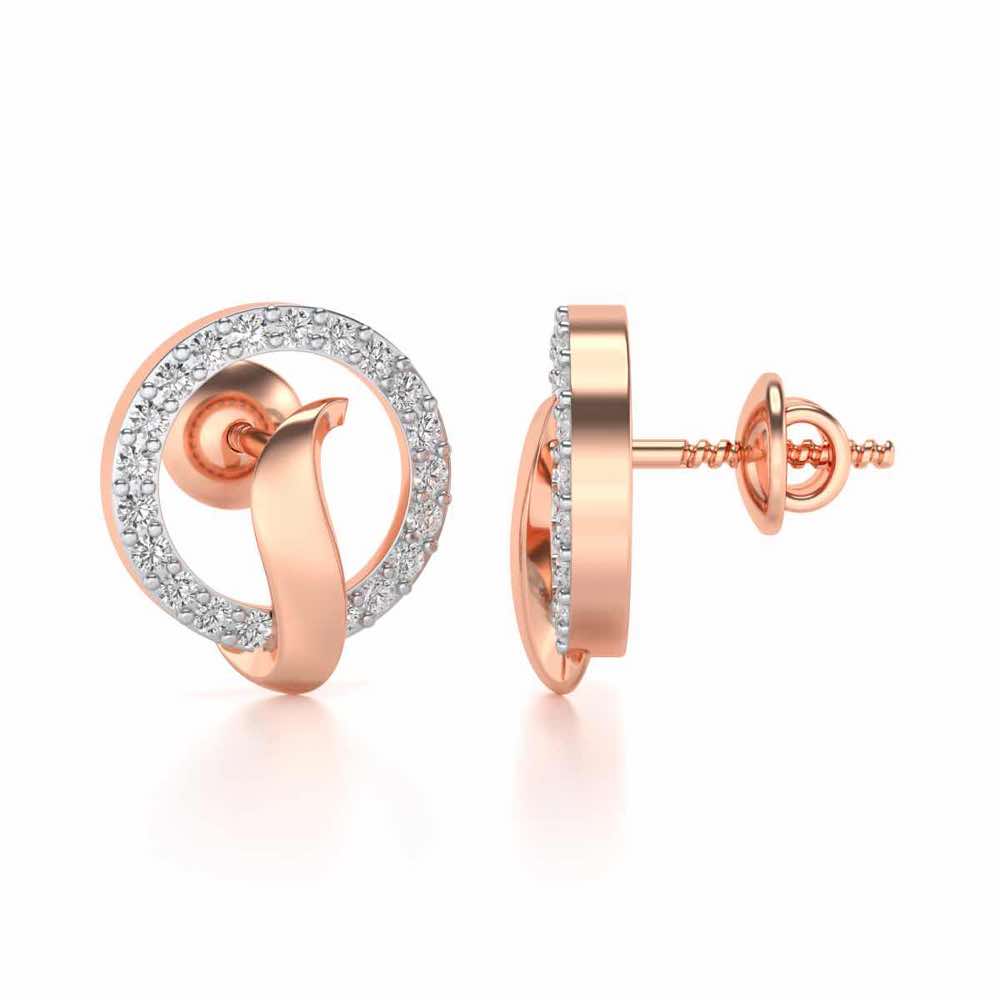 Halo Circle Silver Earrings - Rose Gold - Image 4