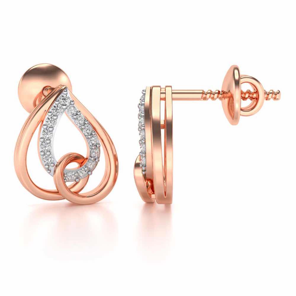 Heart Flame Silver Earrings - Rose Gold - Image 4