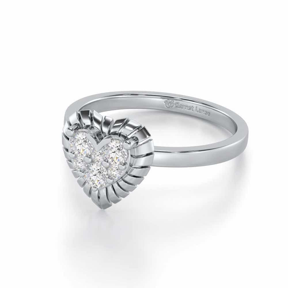 Heart Glowing Silver Ring - White Gold - Image 2