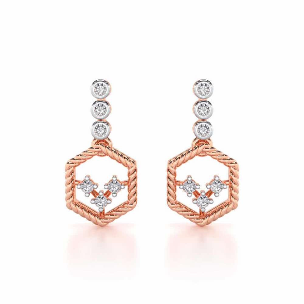 Hexagon Braided Silver Earrings