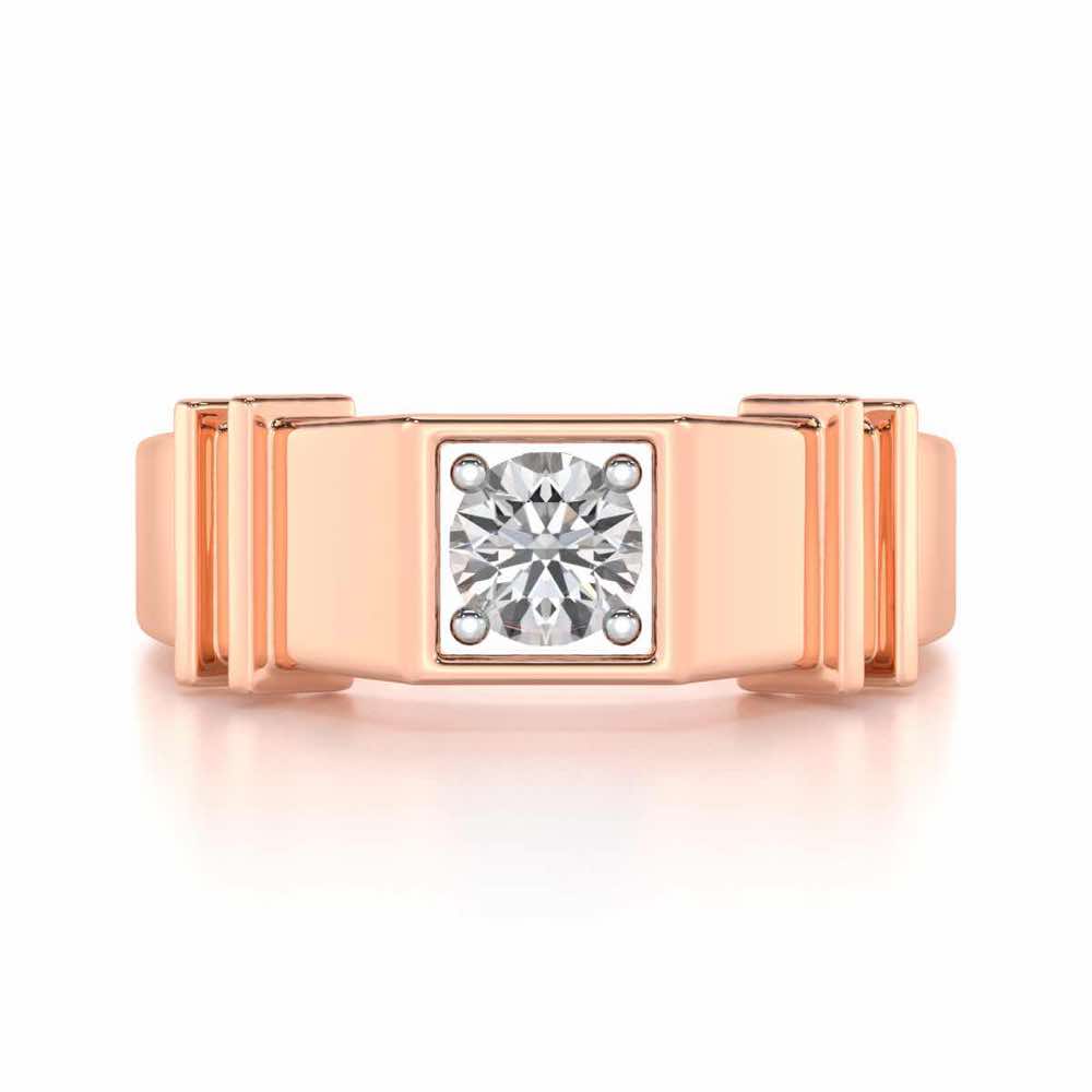 Kritank Solitaire Ring For Men - Rose Gold - Image 5