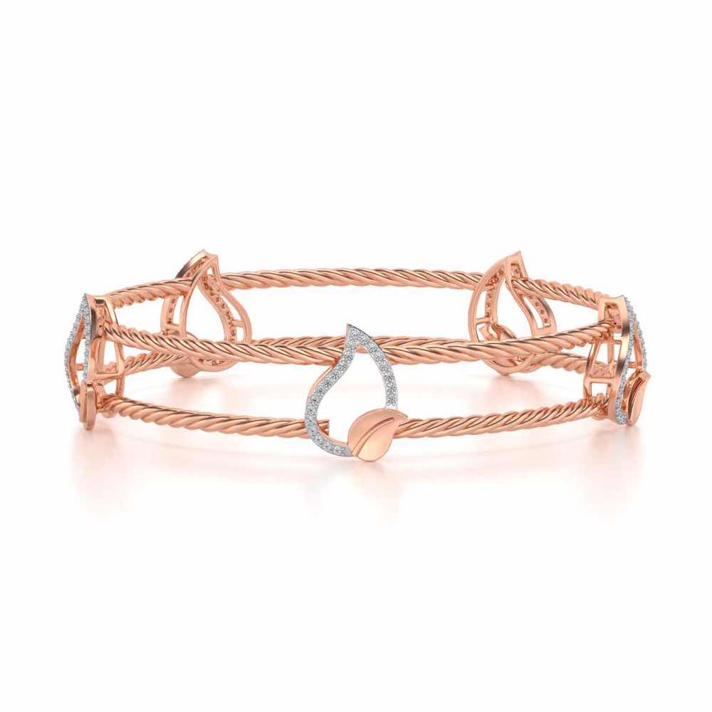 Leafy Deets Silver Bangles - Rose Gold - Image 5