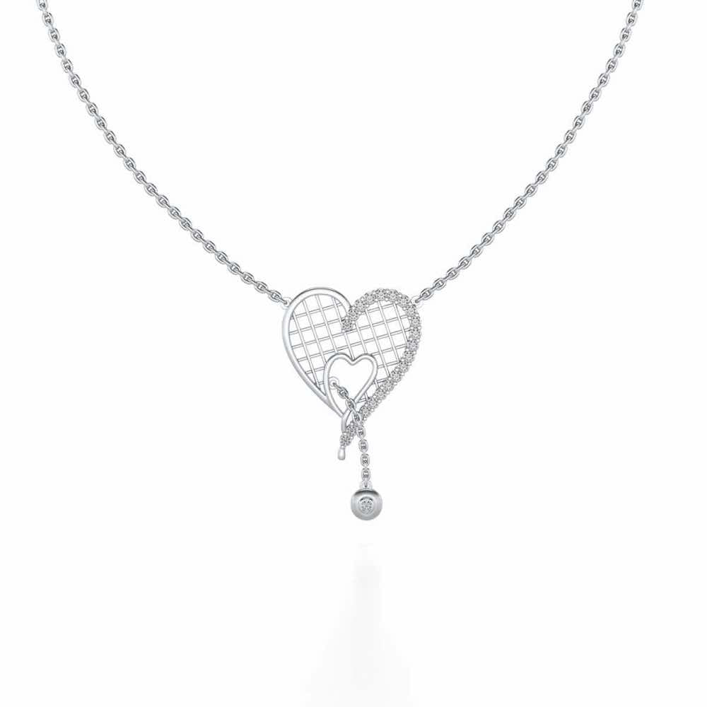 Lovely Heart Silver Pendant - White Gold - Image 2