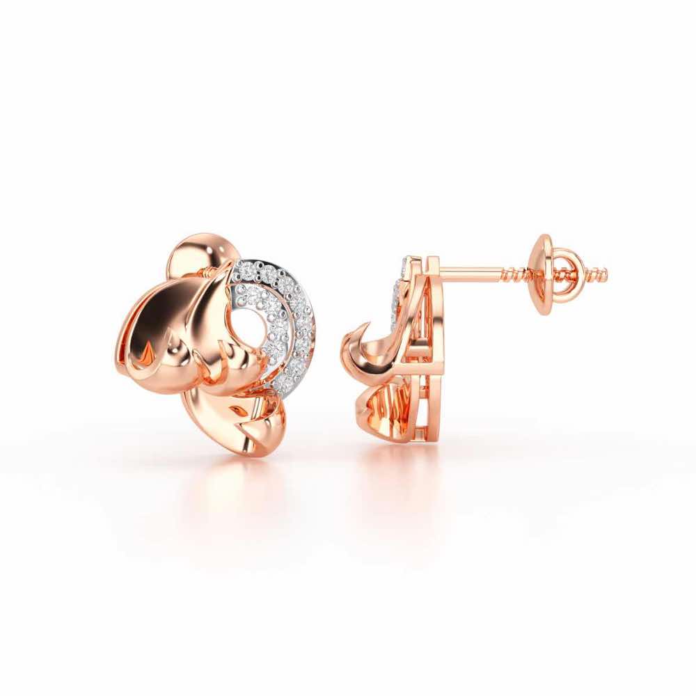 Luxe Charm Silver Stud Earrings - Rose Gold - Image 4