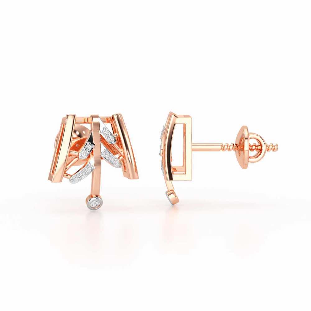 Luxe Grace Silver Stud Earrings - Rose Gold - Image 4