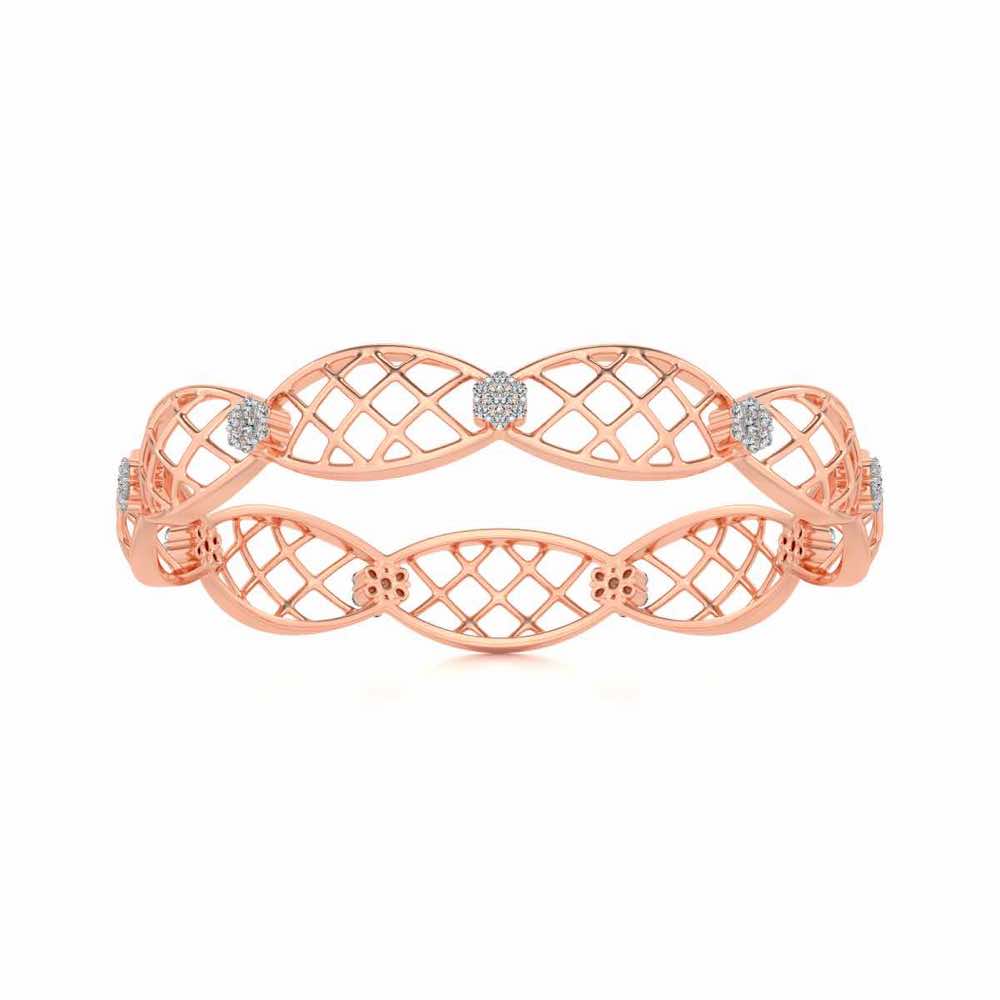 Mesh Rep Silver Bangles - Rose Gold - Image 5