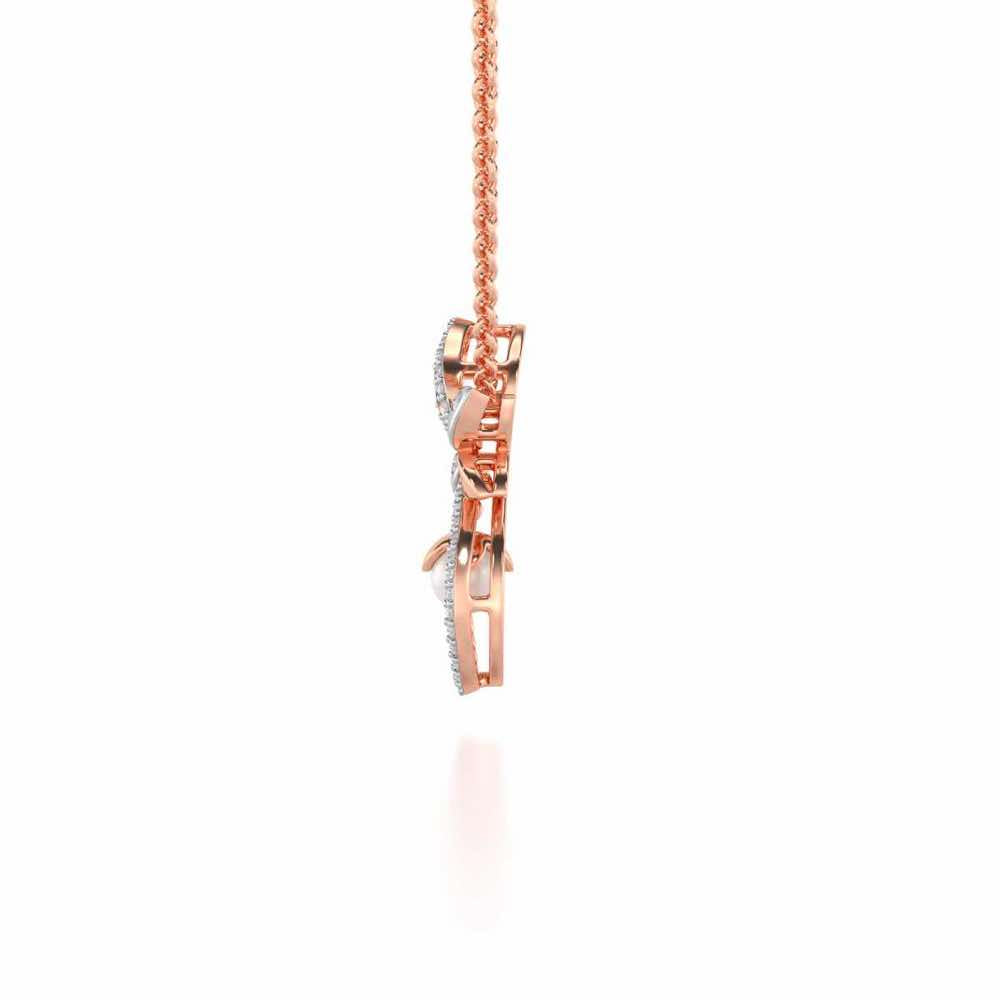 Plant Drop Silver Pearl Pendant - Rose Gold - Image 4