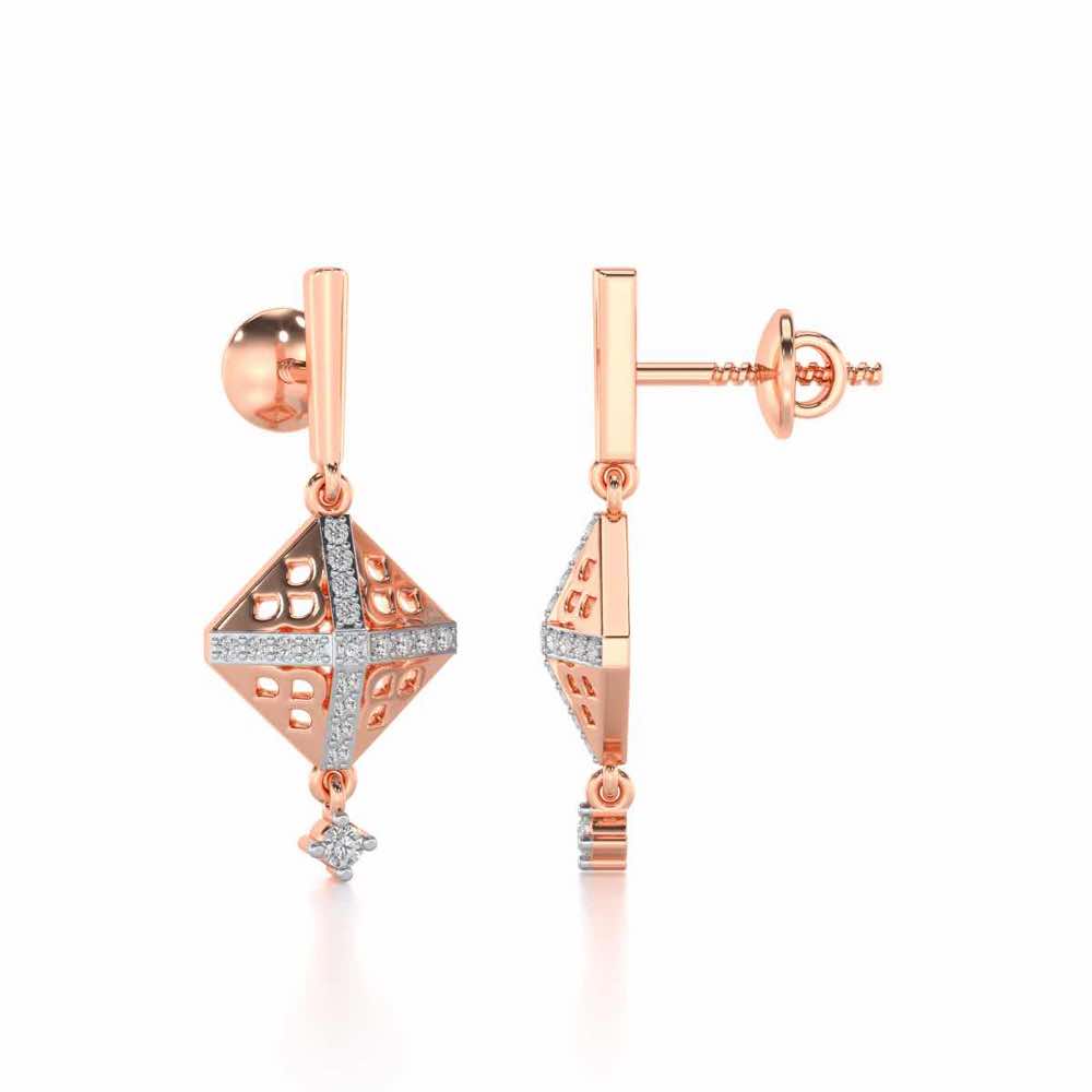 Pyramid Conclave Silver Earring - Rose Gold - Image 4