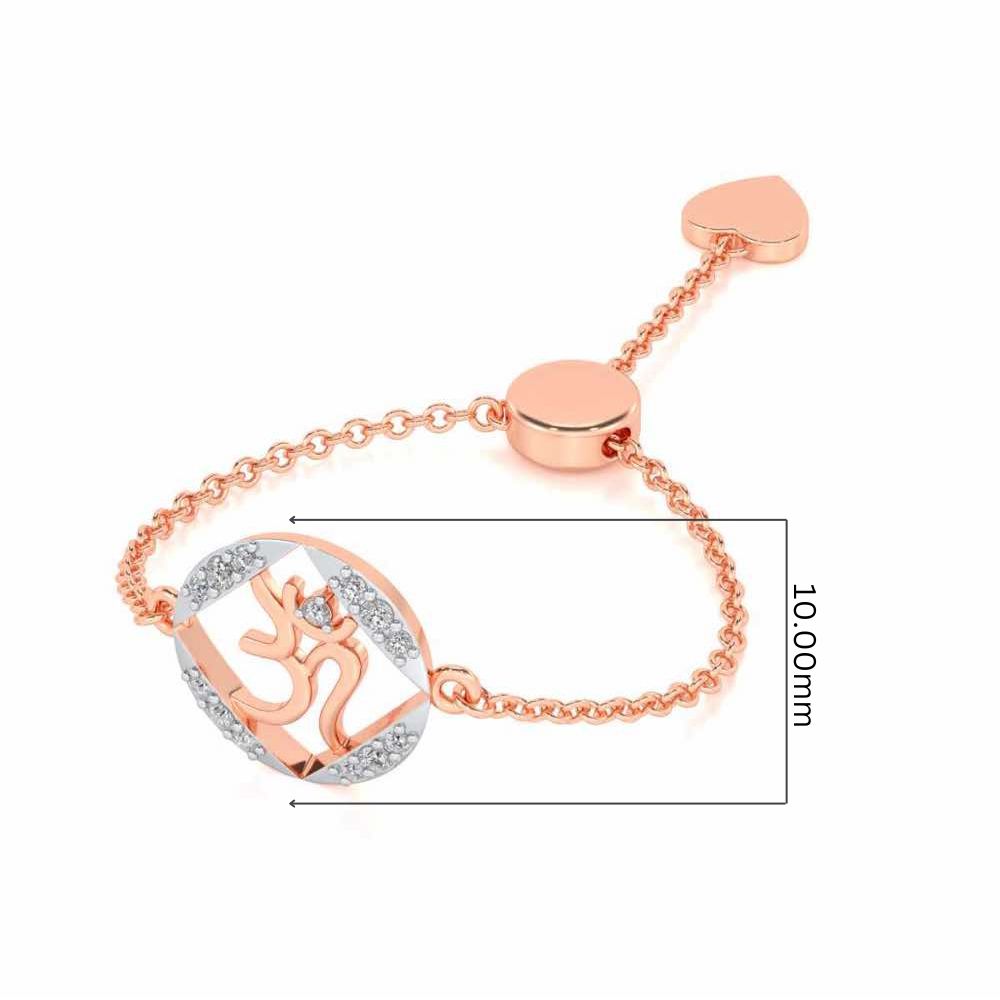 Om Shanti Adjustable Silver Ring - Rose Gold - Image 5