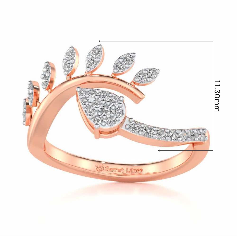 Leaf Bouquet Silver Ring - Rose Gold - Image 5