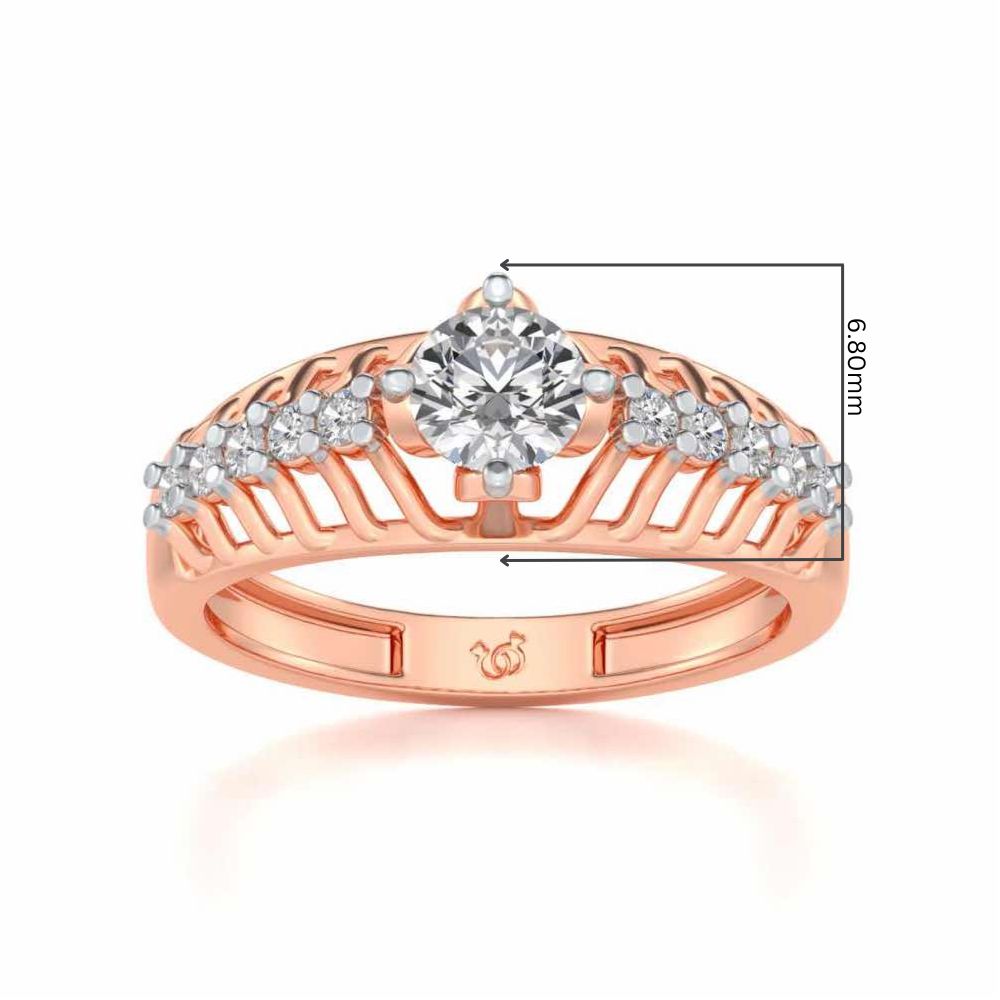 Coronated Solitaire Silver Ring - Rose Gold - Image 5