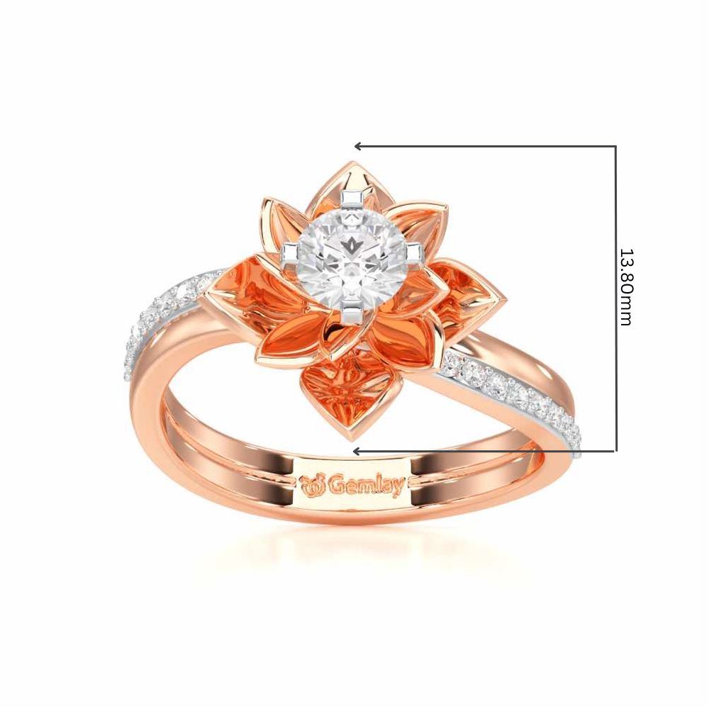 Graceful Flower Solitaire Ring - Rose Gold - Image 5