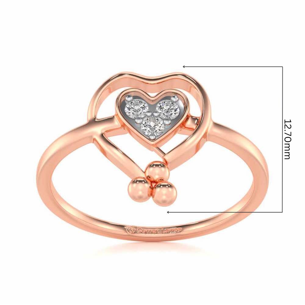 Ringing Heart Silver Ring - Rose Gold - Image 5