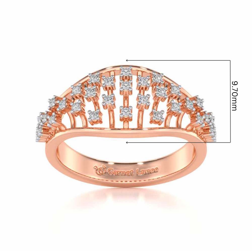 Grandiose Sparkle Silver Band Ring - Rose Gold - Image 5