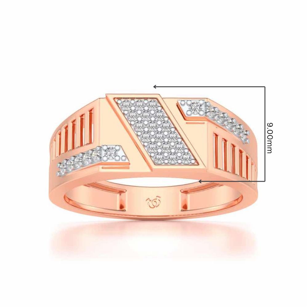 Slant Shine Silver Ring For Men - Rose Gold - Image 5