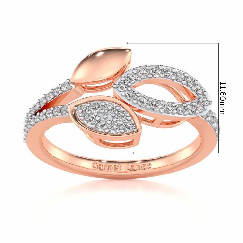 Leafy Dance Silver Ring - Rose Gold - Image 5