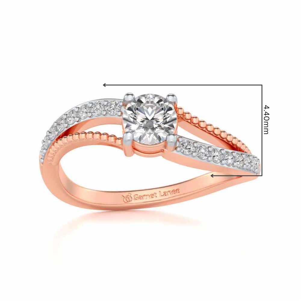 Wavish Solitaire Silver Ring - Rose Gold - Image 5