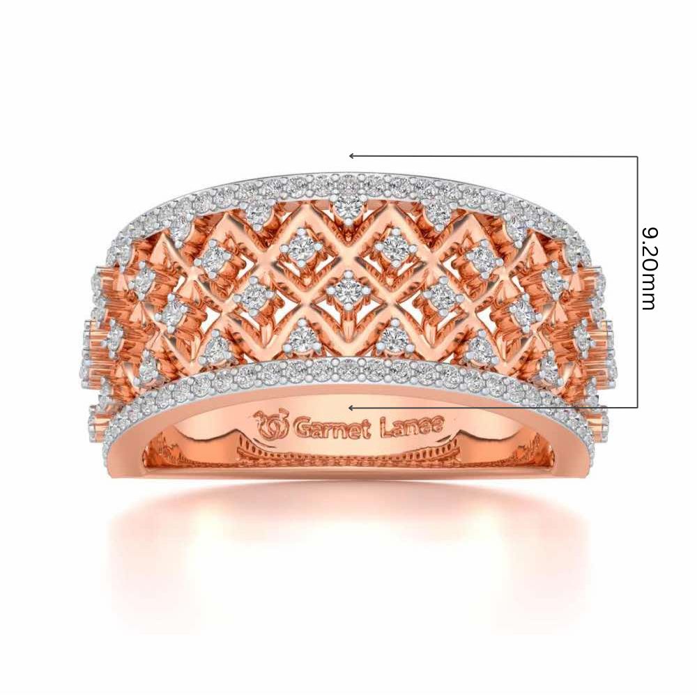 Just Lattice Silver Band Ring - Rose Gold - Image 5
