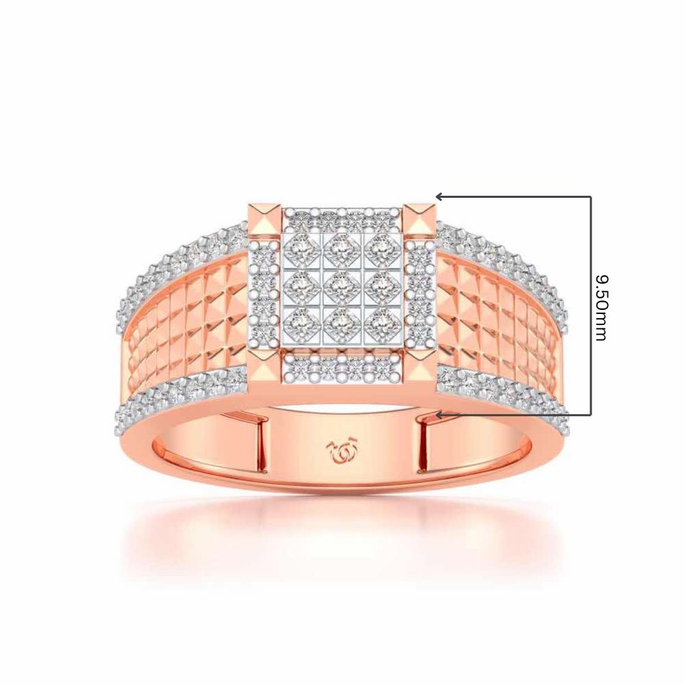 Spiky Groove Silver Ring For Men - Rose Gold - Image 5