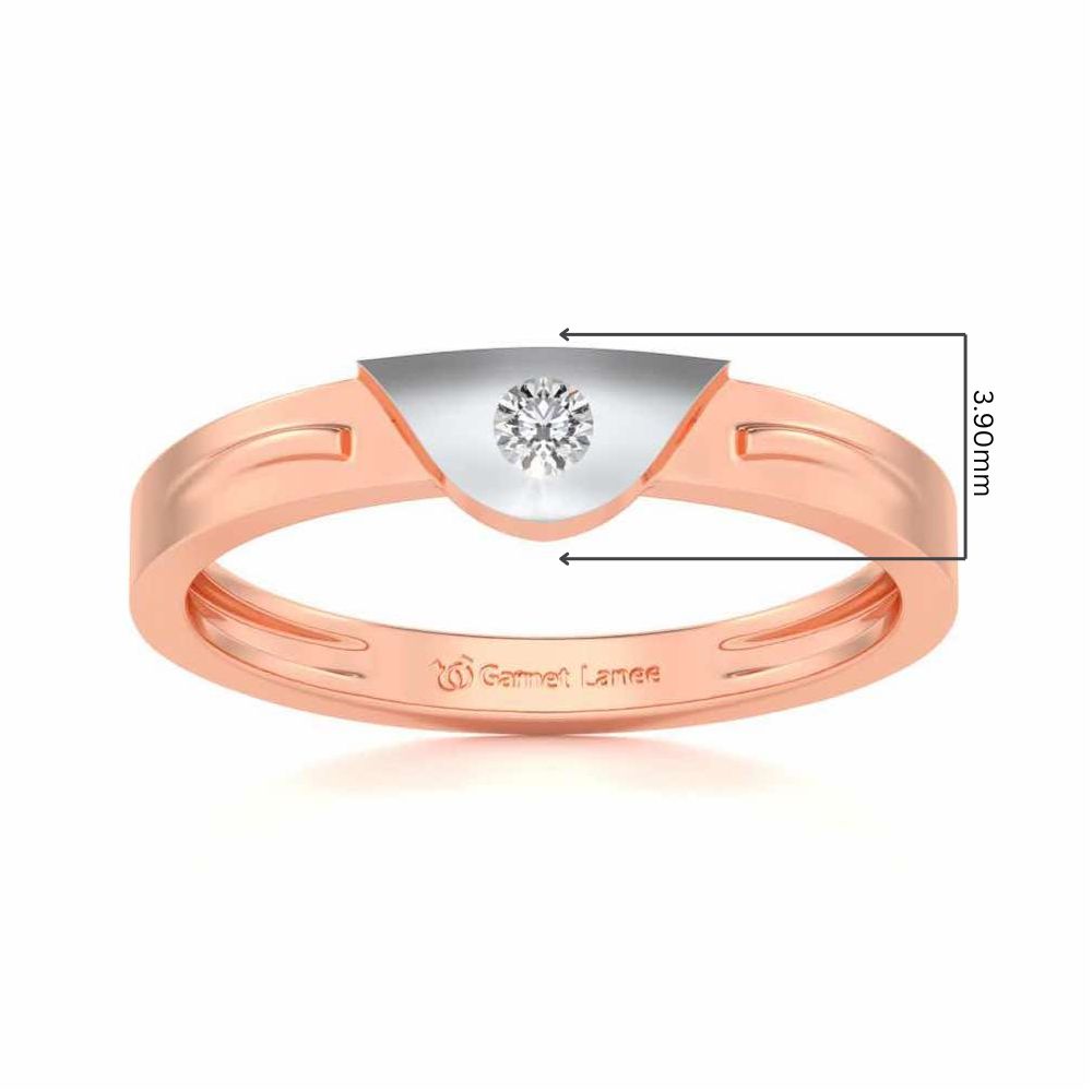 Semi-circle Solitaire Silver Ring - Rose Gold - Image 5