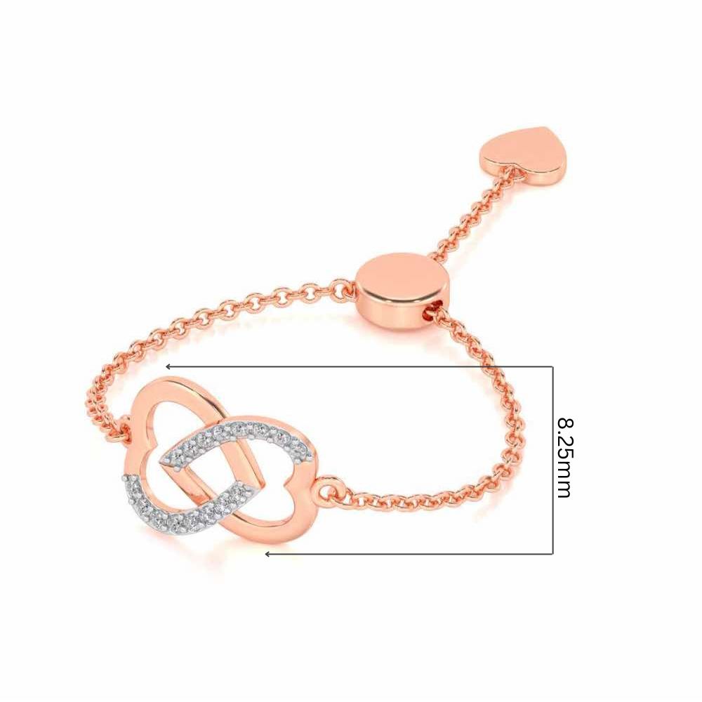 Twining Heart Adjustable Silver Ring - Rose Gold - Image 5