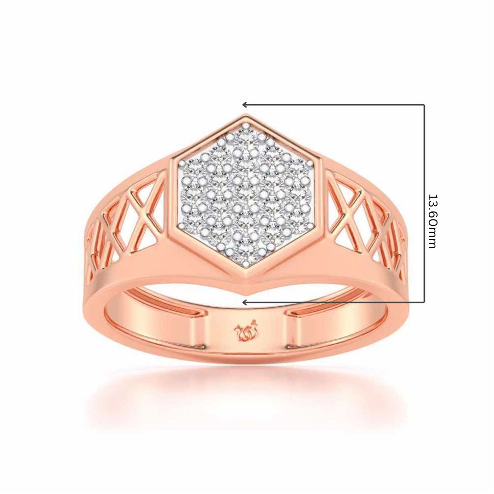 Packed Hexa Silver Ring For Men - Rose Gold - Image 5