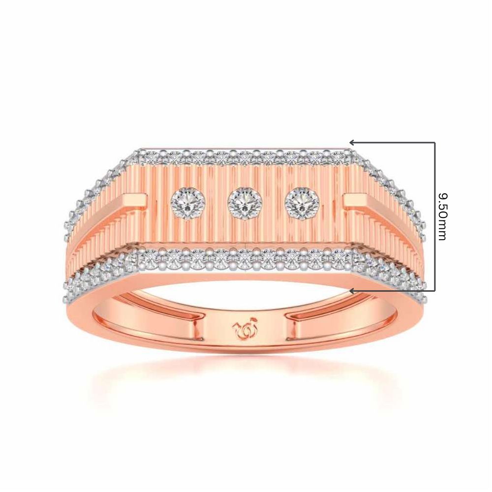 Stripped Silver Ring For Men - Rose Gold - Image 5