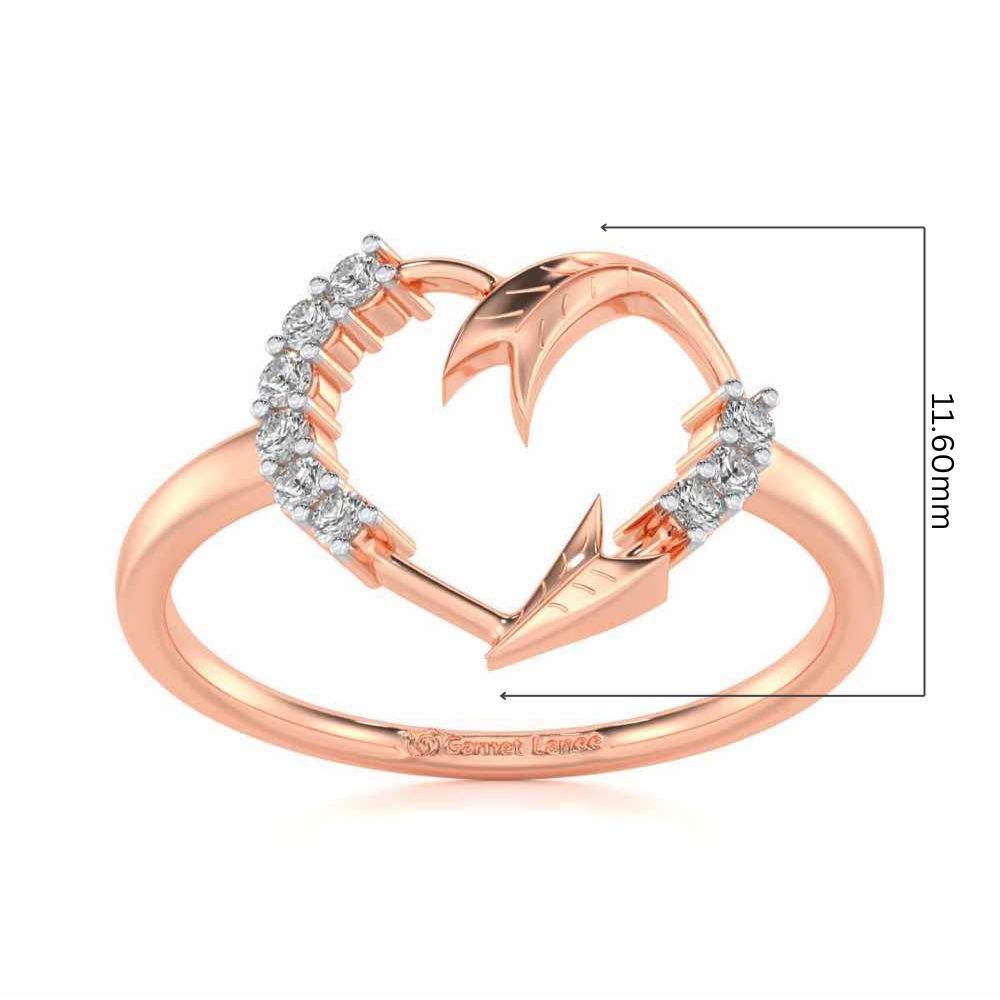 Arrow Heart Silver Ring - Rose Gold - Image 5