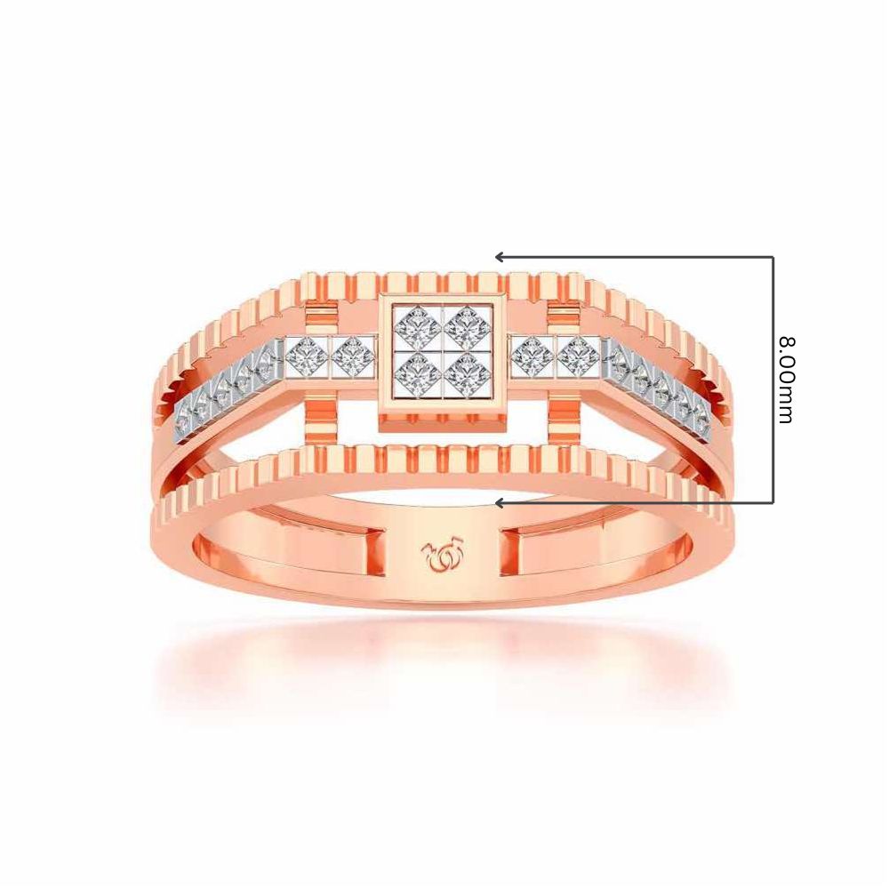 Tri-Band Ring For Men - Rose Gold - Image 5