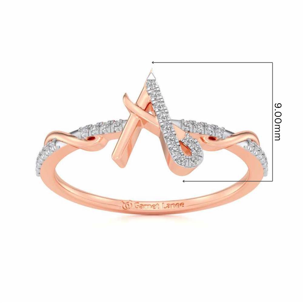 Dazzling A Silver Ring - Rose Gold - Image 5