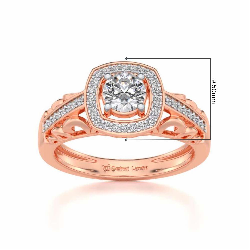 Lively Glow Solitaire Silver Ring - Rose Gold - Image 5